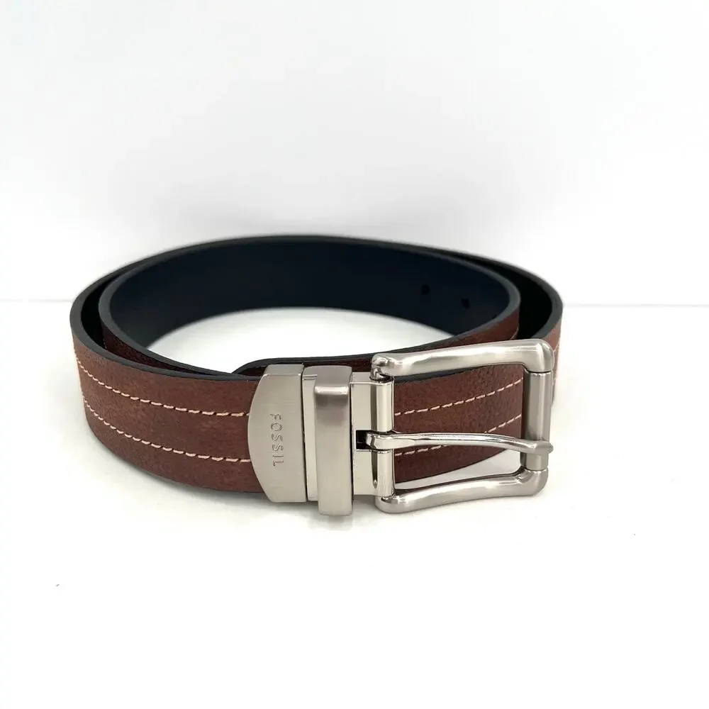 Fossil men’s double stitch square buckle belt